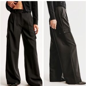 Abercrombie & Fitch Black Ultra Wide Leg Trousers